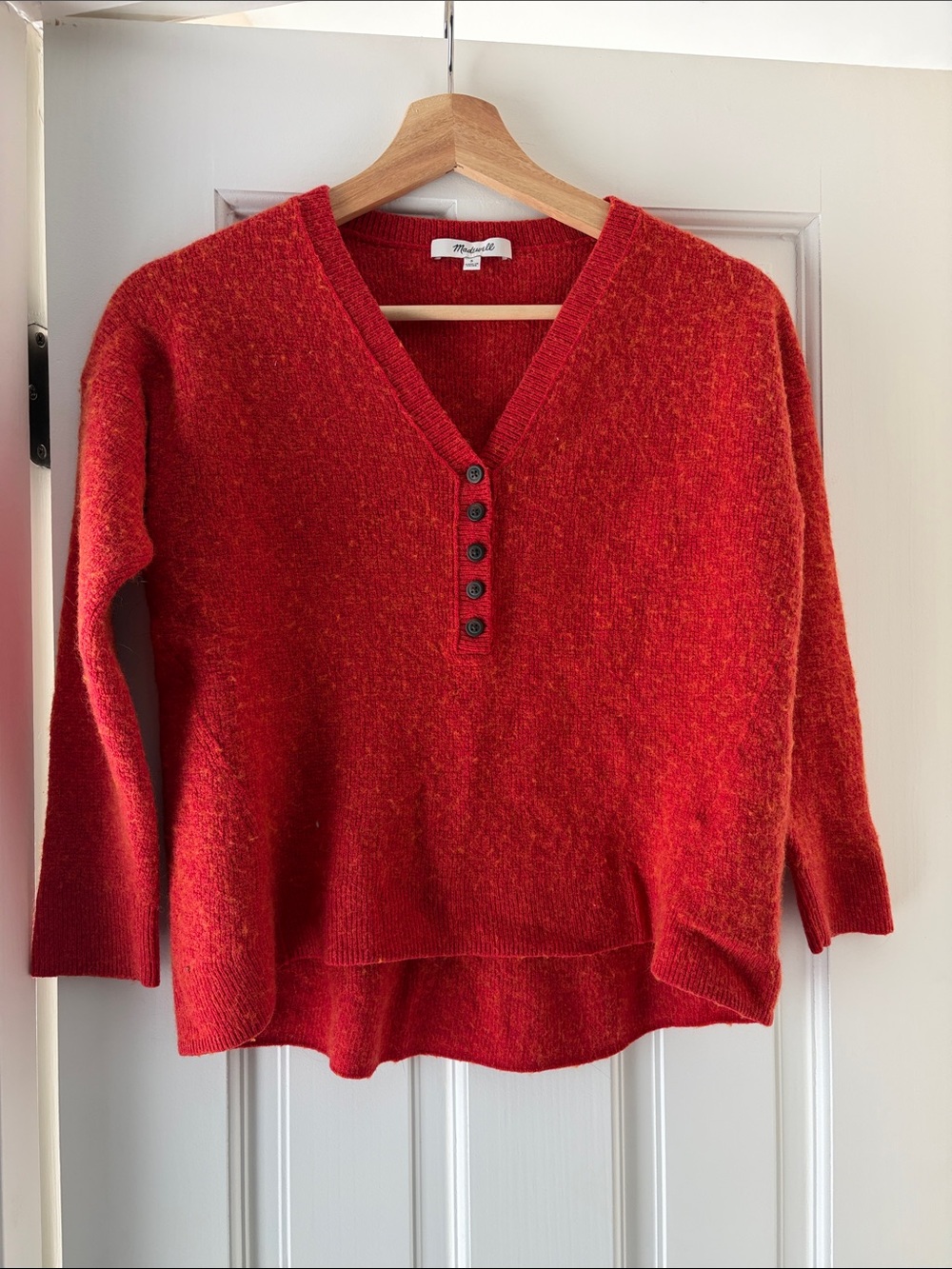 Madewell Orange-Red V-Neck Sweater